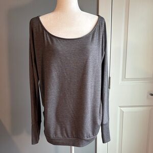 Women's Gray Long Sleeve French Terry Knit Top